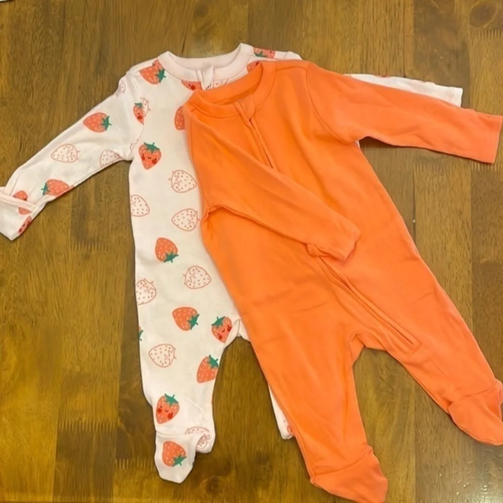 Coral strawberry sleeper set 100% cotton-211